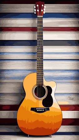 Realistic image of an electric, acoustic guitar. EPS 10. Vector image. 3d vector image.のイラスト素材