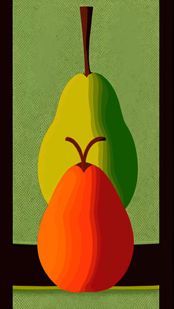 Vector Pear symbol isolated. Color hand drawn fruit icon. Stencil style illustration of pears symbol for organic food logo, juice label design, vegan sign, fruity packaging. Emblem Natural Sugar.のイラスト素材