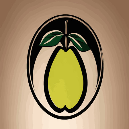 Vector Pear symbol isolated. Color hand drawn fruit icon. Stencil style illustration of pears symbol for organic food logo, juice label design, vegan sign, fruity packaging. Emblem Natural Sugar.のイラスト素材