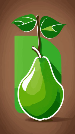 Vector Pear symbol isolated. Color hand drawn fruit icon. Stencil style illustration of pears symbol for organic food logo, juice label design, vegan sign, fruity packaging. Emblem Natural Sugar.のイラスト素材