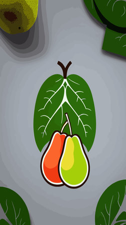 Vector Pear symbol isolated. Color hand drawn fruit icon. Stencil style illustration of pears symbol for organic food logo, juice label design, vegan sign, fruity packaging. Emblem Natural Sugar.のイラスト素材