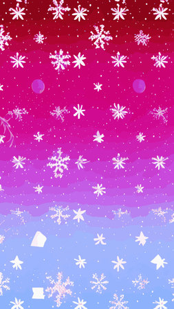 Wintry christmas design elements with snowflakes in different colors.Blurred wintry mix with falling snow on background for use as a texture.Crystal snowflake and circle elements vector graphics.のイラスト素材