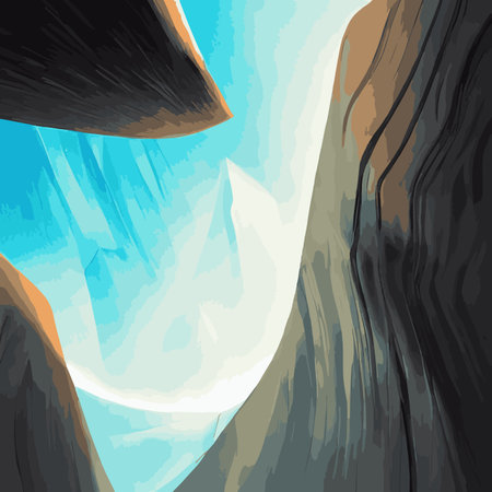 Canyon with river on the bottom, national park. Red sandstone mountains, horizon with sand rocks and sky, nature landscape background, Cartoon vector illustrationのイラスト素材