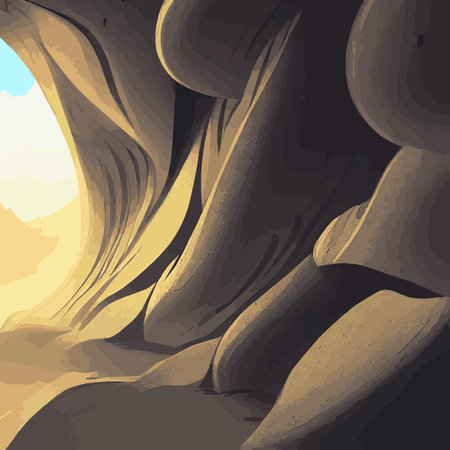 Canyon with river on the bottom, national park. Red sandstone mountains, horizon with sand rocks and sky, nature landscape background, Cartoon vector illustrationのイラスト素材