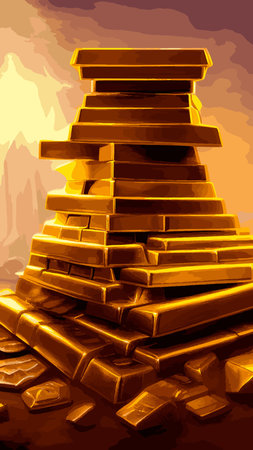 Golden bars in trendy flat style, business and finance concept vector illustration, EPS10, UI, color simple graphic design.のイラスト素材