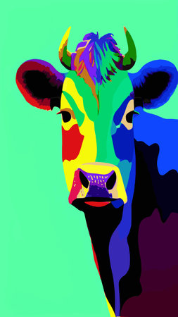 Various cute cows. abstract colors. Hand-drawn color fashion vector illustrations. funny characters. cartoon style.のイラスト素材