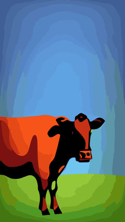 Various cute cows. abstract colors. Hand-drawn color fashion vector illustrations. funny characters. cartoon style.のイラスト素材