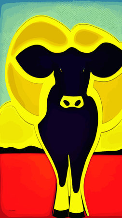 Various cute cows. abstract colors. Hand-drawn color fashion vector illustrations. funny characters. cartoon style.のイラスト素材