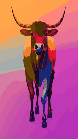 Various cute cows. abstract colors. Hand-drawn color fashion vector illustrations. funny characters. cartoon style.のイラスト素材