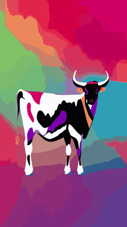 Various cute cows. abstract colors. Hand-drawn color fashion vector illustrations. funny characters. cartoon style.のイラスト素材