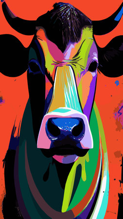 Various cute cows. abstract colors. Hand-drawn color fashion vector illustrations. funny characters. cartoon style.のイラスト素材
