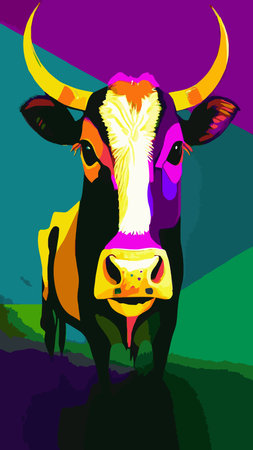 Various cute cows. abstract colors. Hand-drawn color fashion vector illustrations. funny characters. cartoon style.のイラスト素材