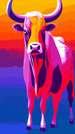 Various cute cows. abstract colors. Hand-drawn color fashion vector illustrations. funny characters. cartoon style.のイラスト素材