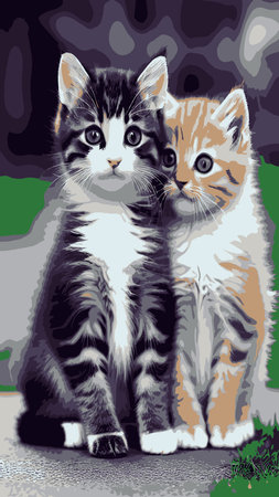 Vector set of illustrations with a happy cute other cat character on the background. Design in the style of flat art of a group of animal cats in different poses for a web, greeting card, stickerのイラスト素材