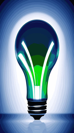 Vector image of a lightbulb. Realistic 3d object on transparent background. The effect of light. A symbol of creativity and ideas.のイラスト素材