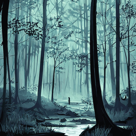 A big forest with a lot of green trees style vivid colorful hyperrealistic cgi photorealistic cinematic volume lighting fanart on artstation full sun shine day concept art, orange huesのイラスト素材