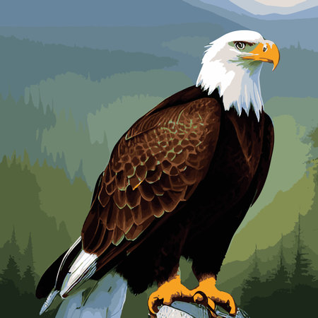 Eagle bird, Orleans, 3d vector image. Portrait of an eagle. An eagle in the park on a branch.のイラスト素材