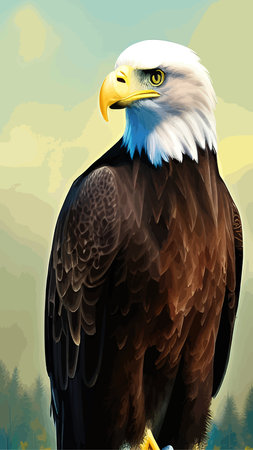 Eagle bird, Orleans, 3d vector image. Portrait of an eagle. An eagle in the park on a branch.のイラスト素材