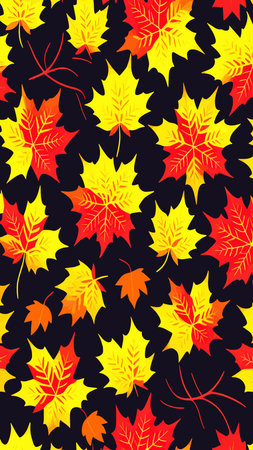 Seamless pattern bright colorful autumn foliage isolated on background. Graphic design autumn symbol. Red orange yellow dry autumn leaves. autumn leaves seasonal background. vector illustrationのイラスト素材