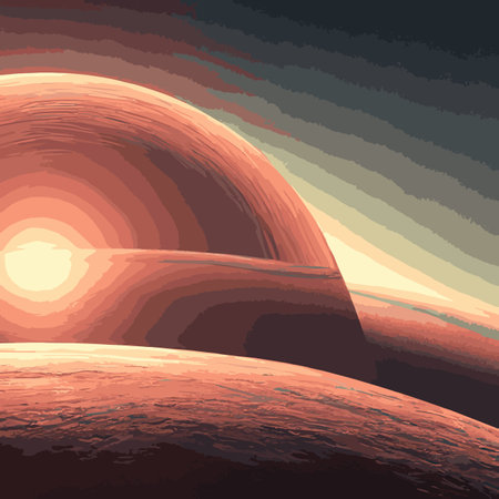 space and planet background. Planets surface with craters, stars and comets in dark space. vector illustration. Cosmic sky with a planet and satelliteのイラスト素材