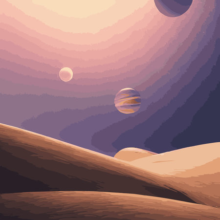 space and planet background. Planets surface with craters, stars and comets in dark space. vector...