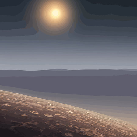 space and planet background. Planets surface with craters, stars and comets in dark space. vector...