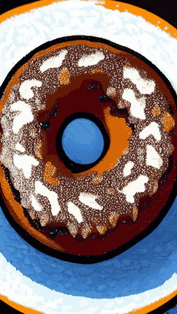 Seamless pattern of donuts with colored icing. Trendy beautiful donuts background.のイラスト素材