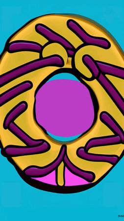 Seamless pattern of donuts with colored icing. Trendy beautiful donuts background.のイラスト素材