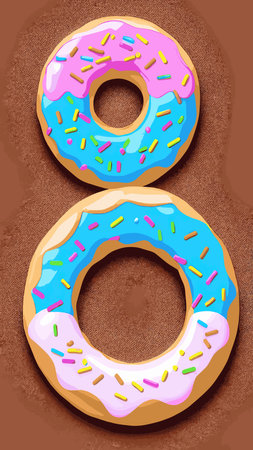 Seamless pattern of donuts with colored icing. Trendy beautiful donuts background.