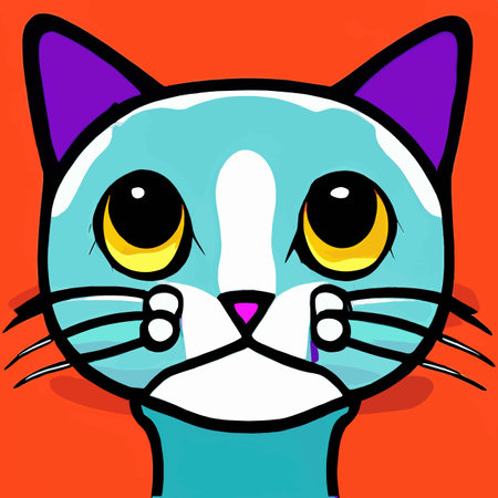 colorful cat head icon on pop art style. charming colorful cat animals in pop art style. Cat Pop Art, WPAP design, Pop Art Style. amazing colors. suitable for screen printing t-shirts, book covers, posters, wall decorations. eps file.のイラスト素材