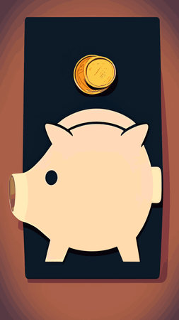 Pink piggy bank with falling coins. The concept of saving money or opening a bank deposit. Investing in the future. Isolated vector illustration of a piggy bank in a flat style.のイラスト素材