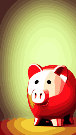 Pink piggy bank with falling coins. The concept of saving money or opening a bank deposit. Investing in the future. Isolated vector illustration of a piggy bank in a flat style.のイラスト素材