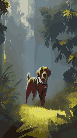 walking Dog in Autumn. Autumn is here, outdoor activity concept. Float vector illustration.のイラスト素材