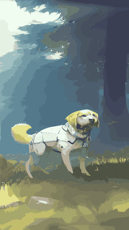 walking Dog in Autumn. Autumn is here, outdoor activity concept. Float vector illustration.のイラスト素材