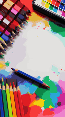 drawing pencil art design or education stationery equipment on creative color background with crayon paint writing object toolのイラスト素材