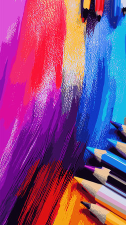 drawing pencil art design or education stationery equipment on creative color background with crayon paint writing object toolのイラスト素材