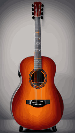 Realistic image of an electric, acoustic guitar. EPS 10. Vector image. 3d vector image.のイラスト素材