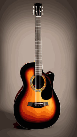 Realistic image of an electric, acoustic guitar. EPS 10. Vector image. 3d vector image.のイラスト素材