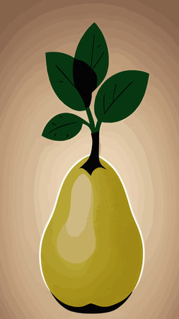 Vector Pear symbol isolated. Color hand drawn fruit icon. Stencil style illustration of pears symbol for organic food logo, juice label design, vegan sign, fruity packaging. Emblem Natural Sugar.のイラスト素材