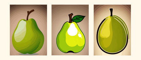 Vector Pear symbol isolated. Color hand drawn fruit icon. Stencil style illustration of pears symbol for organic food logo, juice label design, vegan sign, fruity packaging. Emblem Natural Sugar.のイラスト素材
