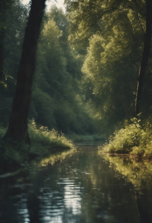 A large forest with lots of green trees in the style of bright colorful hyperrealistic CGI photorealistic cinematic surround lighting fanart on artstation concept art of a day of full sunshine.の素材