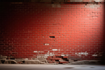 Wide angle Vintage Red brick wall Background.Large Old Red Brick Wall Background. Wide Angle Vintage Brick Texture. Panoramic Web banner or Wallpaper With Copy Space.Big old red brick wall background. Vintage brick wall textures.created with the help of artificial intelligence.の素材