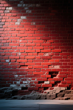 Wide angle Vintage Red brick wall Background.Large Old Red Brick Wall Background. Wide Angle Vintage Brick Texture. Panoramic Web banner or Wallpaper With Copy Space.Big old red brick wall background. Vintage brick wall textures.created with the help of artificial intelligence.の素材