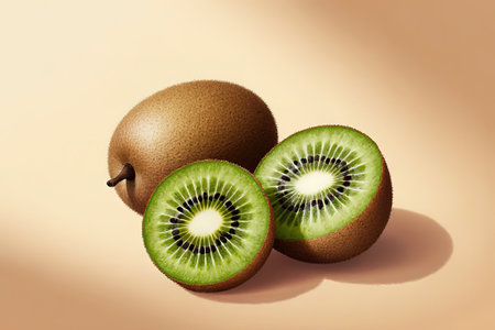 Kiwi sliced ââfruit seamless pattern. illustration. Design for textile, poster, banner. abstract illustration with kiwi.created with the help of artificial intelligence.の素材
