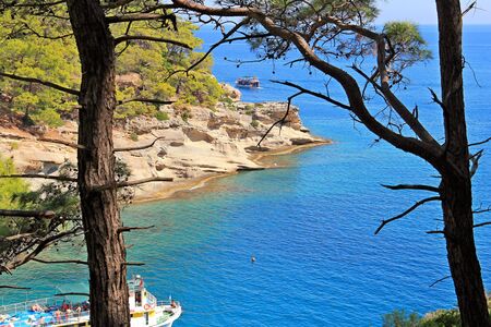 View of the azure lagoon of the Mediterranean Seaの写真素材