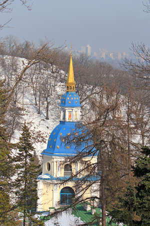 Vydubytsky monastery in Kiev in early springの写真素材