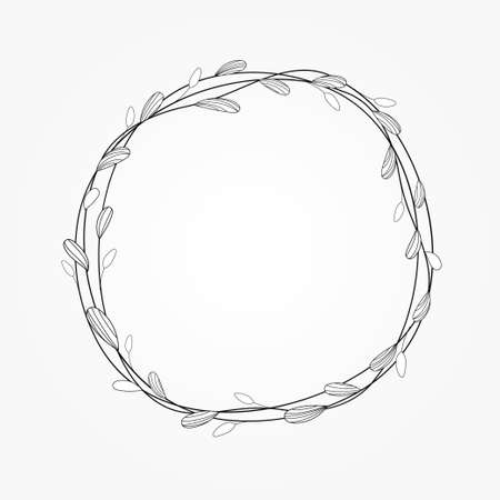 line radial leaf vector frame designのイラスト素材