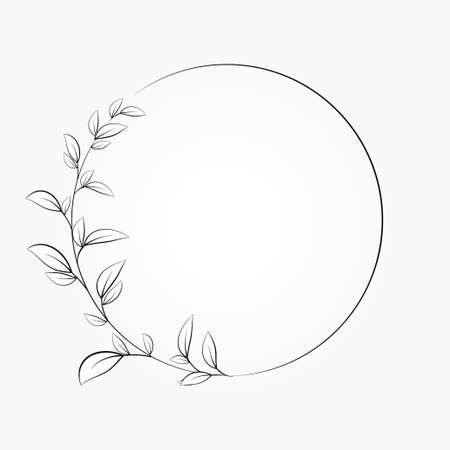 circle simpel botanical leaf vectorのイラスト素材