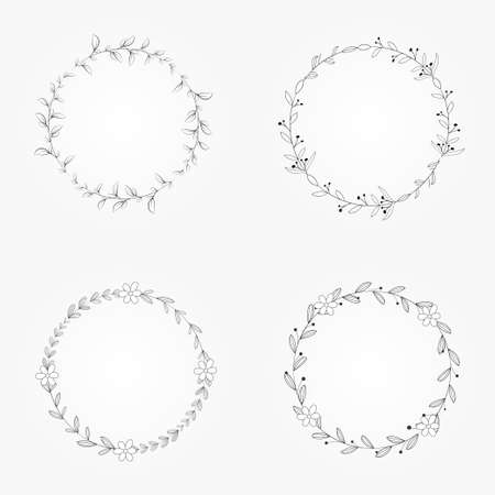 floral wreath botanical frame illustrationのイラスト素材