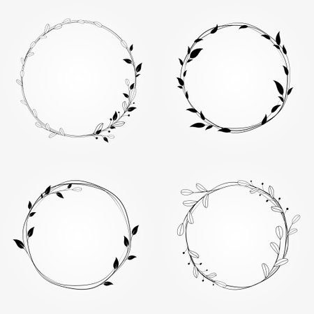 botanical wreath floral cicle floralのイラスト素材